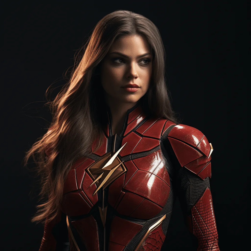 Female Fintess Model in Flash Costume