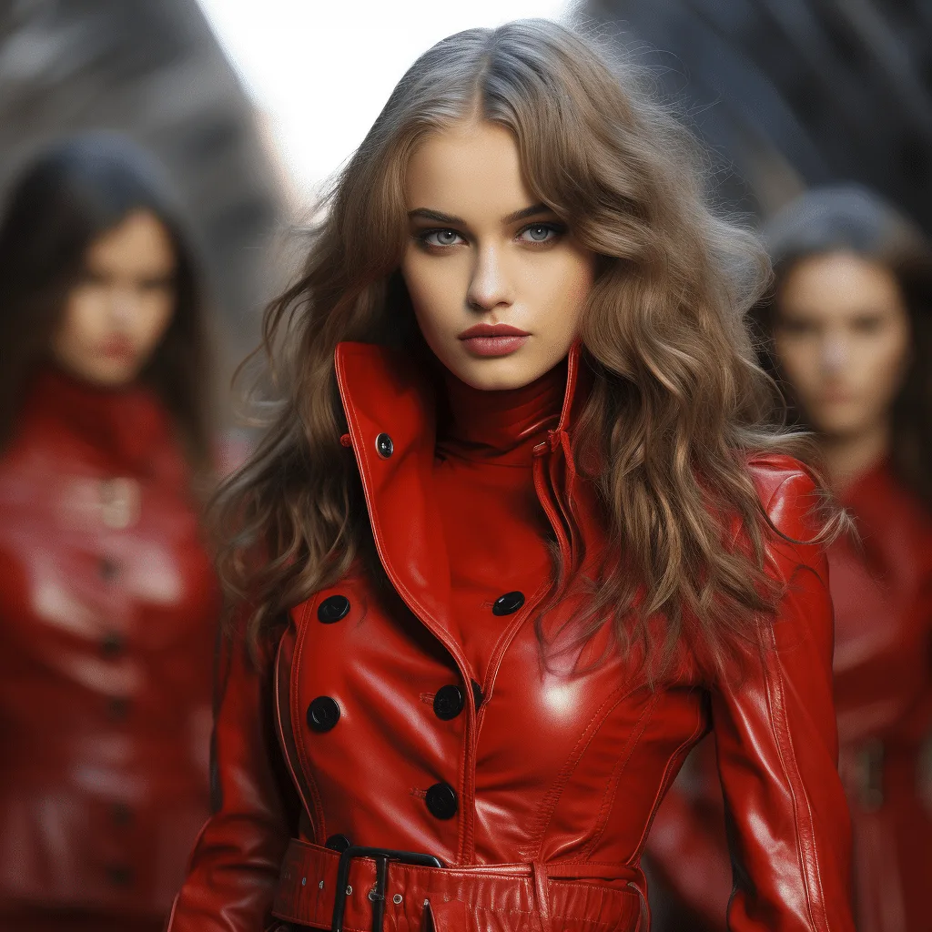 Best High End Female Fashion Models in Red Leather
