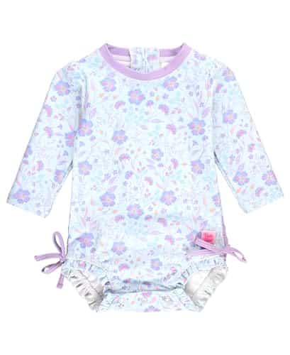 RuffleButts Fairytale Garden Long Sleeve One Piece Rash Guard T